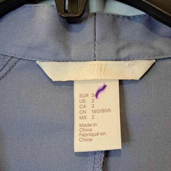 H&M Knee Length Button Up Shirt Dress V-Neckline Balloon Sleeves Preowned Size 2 - Picture 7 of 14